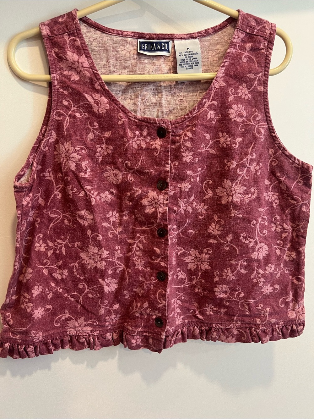 Vintage Floral Button-Front Tank